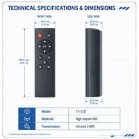 Télécommande de remplacement KEYUAN TY-12D pour barres de son (modèle TY-12D) - Compatible TY-12D/TY-12C, 4 boutons, portée 10m, piles AAA, TV