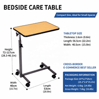 Mesa de Cama Ajustable en Altura, Mesa Auxiliar Móvil con Ruedas, Escritorio para Portátil para Uso Médico, Hospitalario y Doméstico