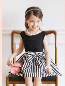 Ropa Infantil al por Mayor, Vestido de Fiesta a Rayas de Manga Corta con Lazo, de Algodón para Niñas Bebés, de Proveedor Chino - Product Image 6