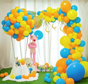 Grosir balon ulang tahun pesta set anak kuning-Kit Karangan Bunga Balon Kuning, Set Balon Pesta Biru untuk Anak Laki-laki