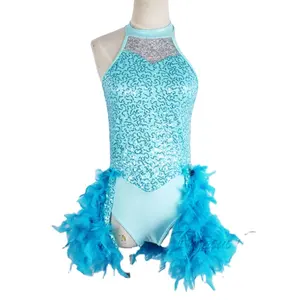 Nouvelle robe de ballerine une pièce à paillettes, tenue de performance pour filles