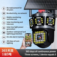 Caméra de sécurité solaire à vision panoramique 360°, suivi automatique, audio bidirectionnel, accès à distance par téléphone, vision nocturne couleur ultra HD