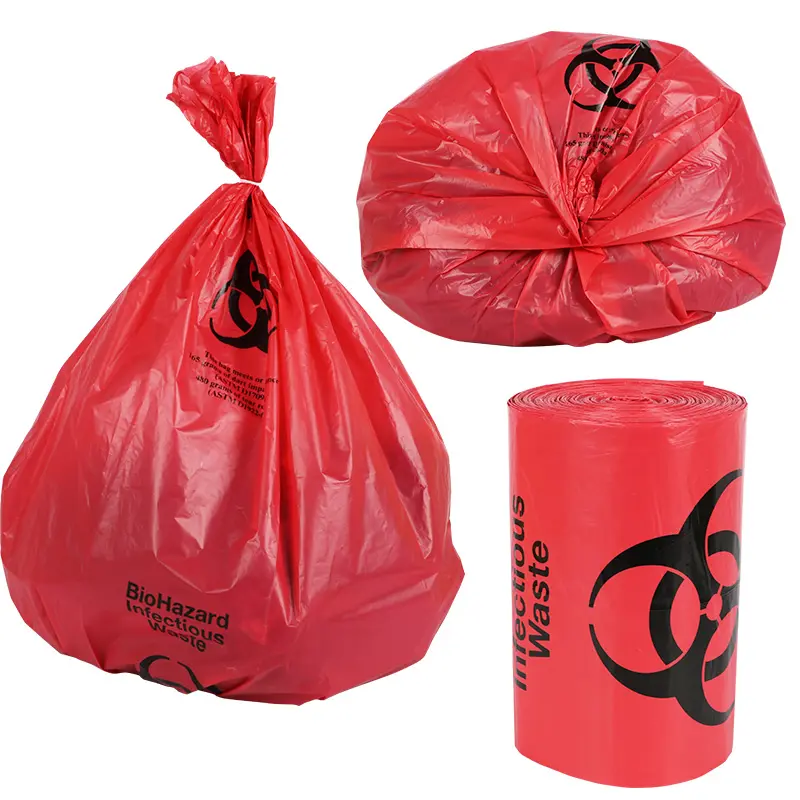 Sac jaune pour élimination des déchets biohazards sac en plastique sac spécimen