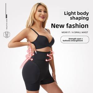 High-Waisted All-In-One Body-Shaping Corset Pants Button Detail Padded Hip Enhancement Tummy Tightening <strong>Fake</strong> Buttock-Lifting - Product Image 1