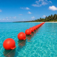 Bola de Advertencia Flotante OEM PE Roja de 300 mm con Doble Anclaje, Anticorrosión, Esférica, para Delimitación Marina