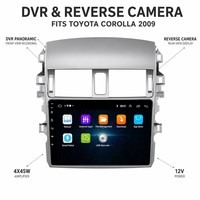 Head Unit Android 9 Inch untuk Toyota Corolla 2009 Layar Sentuh Kapasitif DVR Kamera Mundur Panoramic Amplifier 4X45W