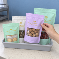 Sachet d'emballage alimentaire mat avec fenêtre transparente, fermeture éclair refermable, pour snacks, noix, fruits secs, bonbons, pochette Doypack à fond plat
