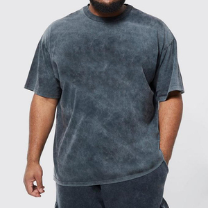 Men's Acid Wash T-<b>Shirt</b> Oversized Vintage Streetwear Hip Hop Style 100% Cotton Knitted Customizable Logo Eco-Friendly Quick Dry - Product Image 1