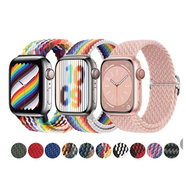 HYX Luxury Nylon Watch Band for Watch 9 10 SE 8 Woven Elastic Strap with Adjustable Buckle 40 42 45 49mm
