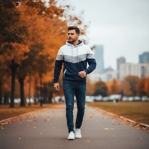 Wholesale Sky Men's 300 GSM Cotton <b>Fleece</b> Hoodie Solid Color Pull-Over Embroidered Sports <b>Jacket</b> with Hood for Autumn Season - Product Image 3