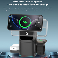 Chargeur sans fil multifonctionnel 4 en 1, support de charge magnétique, charge rapide 7,5 W PD 3.0 pour 15 Pro Max, montre intelligente