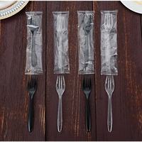 Fourchettes à fruits modernes en plastique PS à 4 dents, jetables, avec cuillère, emballées individuellement pour la vente à emporter et l'usage commercial
