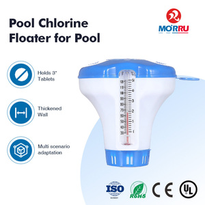 PP Floating Pool <strong>Chlorine</strong> Dispenser With Built-in Thermometer 250g Capacity Hygienic Tweezer Loading Pool Chemical Feeder - Product Image 2