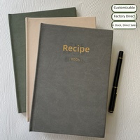 Carnet de recettes A5 en lin rigide en stock pour notes de cuisine, cadeau personnalisable