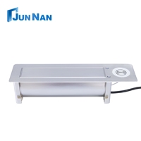 Prise de table électrique industrielle en alliage d'aluminium, 3 prises, 2 ports USB, charge sans fil, rotation à 180 degrés, CE