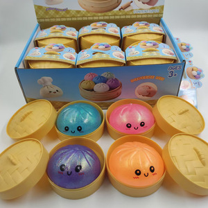 Nuovo Squishy Premium 2026 Antistress Morbido a Forma di Bao Bun, Palline di Zucchero Antistress, Dumpling di Maltose Glitterato con Vaporiera - Product Image 4