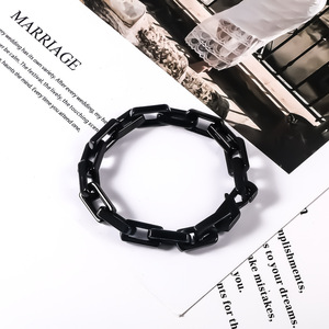 European American Style Square <b>Titanium</b> Steel Bracelet Black Geometric <b>Chain</b> Men's Hip Hop Jewelry Gift CE643 - Product Image 1