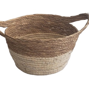 Handmade Large Straw And Cotton Rope Woven Basket Large
