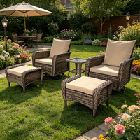 Ensemble de mobilier de patio extérieur en rotin PE, fauteuils pivotants à bascule avec repose-pieds et table d'appoint, ensemble de conversation résistant aux intempéries