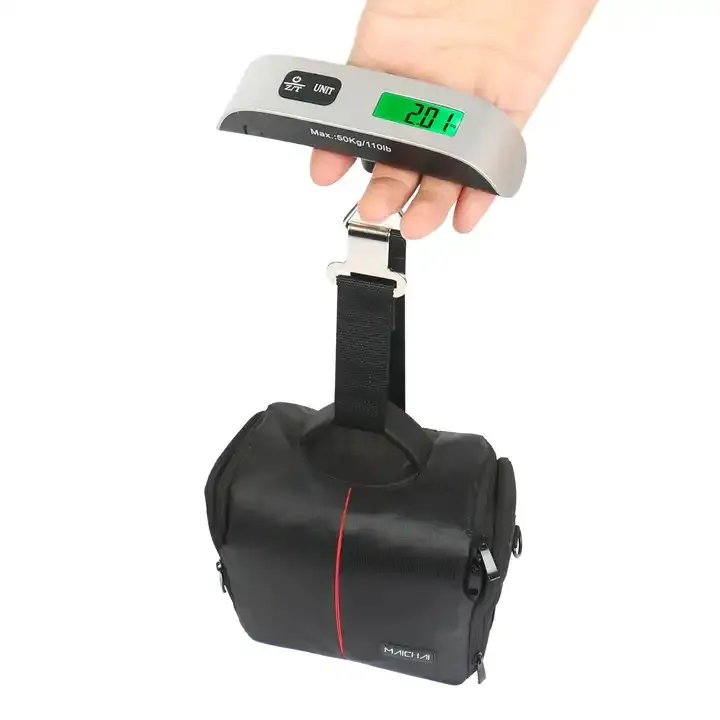 ポータブルスケールデジタルLCDディスプレイ110lb/50kg電子荷物吊りスーツケース旅行重量手荷物バッグ重量バランスツール