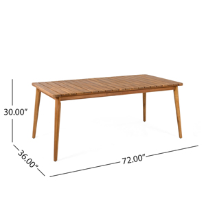 Table à manger en bois d'acacia pour 6 personnes, mobilier de patio moderne pour jardin et cour, capacité de charge de 180 lb, extérieur - Product Image 2