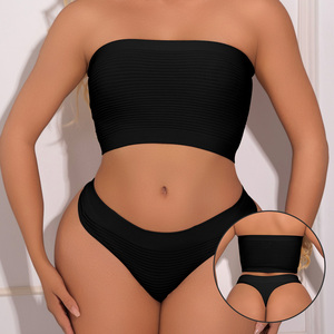 Conjunto de <span class=keywords><strong>sujetador</strong></span> <span class=keywords><strong>sin</strong></span> <span class=keywords><strong>tirantes</strong></span> y tanga al por mayor de fábrica, ropa interior cómoda, top tipo tubo, conjuntos de <span class=keywords><strong>sujetador</strong></span> adelgazantes de alta elasticidad para mujer - Product Image 3