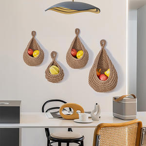 Wall Hanging Fruit Basket Bohemian Style Handwoven Wall Hanging Baskets for Kitchen <b>Potato</b> Onion Vegetable <b>Storage</b> Basket - Product Image 2