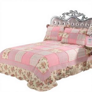 Elegantes Juegos de Cama de Algodón Rosa de 3 Piezas, Juegos de Cubrecamas Reversibles, Patchwork Floral Vintage - Product Image 6
