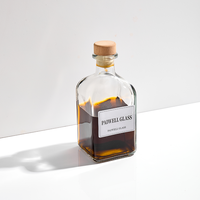 Botellas de Vidrio Cuadradas Vacías de 100ml, 250ml, 300ml, 375ml, 500ml para Vodka, Whisky, Ron - Botella de Vidrio Premium con Tapón