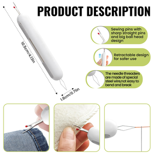 Herramienta de Costura 2 en 1: Enhebrador de Agujas y Descosedor, Cortador de Hilo Portátil de Doble Cabezal con Cubierta Protectora - Product Image 2