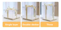 Boîtes à gâteaux transparentes de 10 pouces, boîte à gâteaux et à fleurs pour anniversaire et mariage avec ruban, boîtes en plastique pour gâteaux