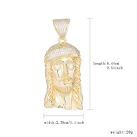 Colgante de Cabeza de Jesús de Latón Chapado en Oro de 14K Personalizado, Estilo Hip Hop, Directo de Fábrica, con Circonitas Cúbicas (CZ) Heladas, Dijes para Collar de Jesús