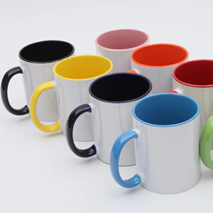 Tasses à sublimation en céramique bicolores avec parois et poignées colorées, couleurs personnalisées, capacité 11 oz, cadeaux d'affaires - Product Image 1