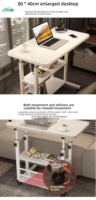 Mesa Plegable para Portátil Wayon con Altura Ajustable, Ruedas y Estante de Almacenamiento, Escritorio Portátil para Dormitorio u Oficina