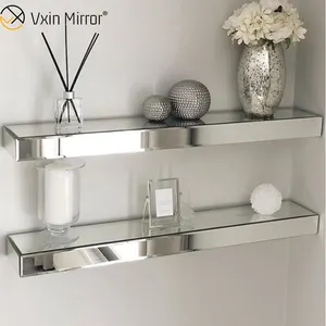 Vxin factory supply silver wall decor silver glass mirror wall shelf for wall