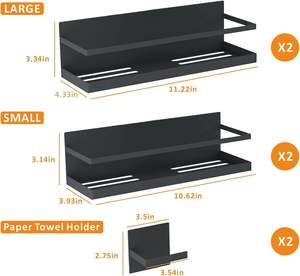 Set di 4 Mensole Magnetiche Pieghevoli in <span class=keywords><strong>Metallo</strong></span> per Frigorifero, Organizzatore per <span class=keywords><strong>Spezie</strong></span> da Cucina, <span class=keywords><strong>Porta</strong></span> Rotolo Multifunzione - Product Image 2