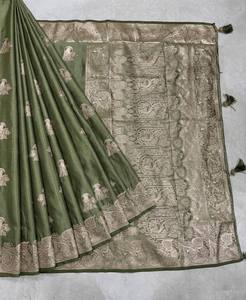Unique Design Traditional Satin Silk <b>Gown</b> Elegant Drape <b>Lightweight</b> Comfort for Casual Wedding Special Functions Available Sale - Product Image 4