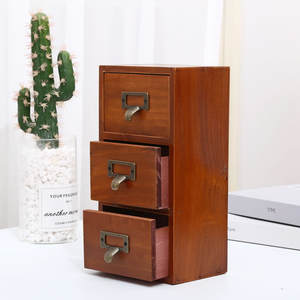 ZAKKA, organizador de escritorio Retro, gabinete, caja de almacenamiento de madera desgastada, tres cajones, Material PP, stock listo para envío directo 041 - Product Image 1