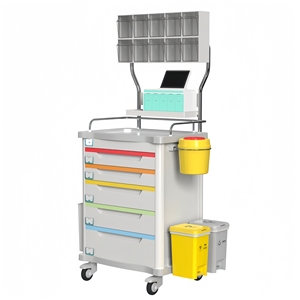 Medical Intelligent Anesthesia <strong>Trolley</strong> with 10 Tilt Bins and 5 Drawers Hospital Emergency Crash Cart for Anesthesiologist - Product Image 2