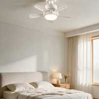 Ventilateur de plafond moderne blanc avec lumière, 6 pales, télécommande, 3 vitesses, 24W, montage encastré, chambre, salon, enfants