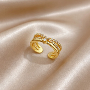 Bijoux Fanhua, anneaux ajustables à trois bandes en acier inoxydable, sans ternissement, avec CZ, très vendus sur <span class=keywords><strong>TikTok</strong></span> - Product Image 3
