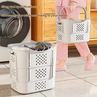Panier à linge pliable extensible, panier à linge sale multicouche, panier de rangement pour vêtements, panier organisateur de linge divisé