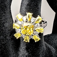 Nouveau luxe 925 bague de Cocktail en argent Sterling Fine Glam plaqué rhodium Bling princesse coupe jaune pierre précieuse bague de mariage romantique