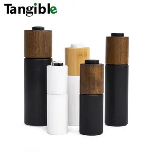 Eco-friendly 5ml 10ml 15ml roll on cosmetic packaging empty glass bamboo essential oil roller ball bottles with caps