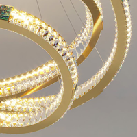 SHENGQIU projet personnalisé grand or moderne hôtel de luxe 6 anneaux lustre en cristal usine pour escalier haut plafond salon