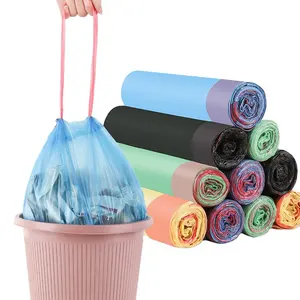 Nhựa dùng một lần drawtape Thùng rác túi trên cuộn cho nhà bếp hộ gia đình Xử Lý Rác Dây Kéo Túi rác