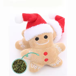 Eco-Friendly Small Christmas Hat Gingerbread Man <b>Plush</b> Doll with Catnip Chew Toy for <b>Cats</b> Indoor Use - Product Image 6