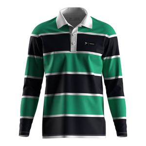 คุณภาพพรีเมียม, ระบายความชื้นได้ดี, เสื้อโปโลรักบี้, เนื้อผ้านุ่ม, ดีไซน์ลายทางทันสมัย, ป้องกันรอยยับ, ใช้ได้ทุกวัน - Product Image 1