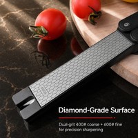 Aiguiseur de couteau pliant portable, pierre à aiguiser diamantée double grain 400/600, tige en céramique pour camping en extérieur et cuisine