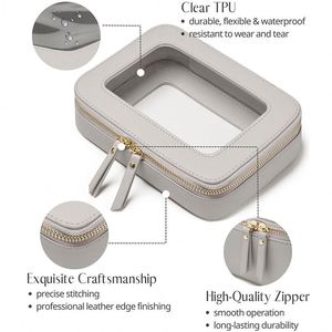 Lady Style White Fashionable Toiletry Travel Bag Custom Logo Clear PVC <b>Makeup</b> <b>Case</b> with Zipper Transparent Cosmetic PU Bag <b>Cases</b> - Product Image 4